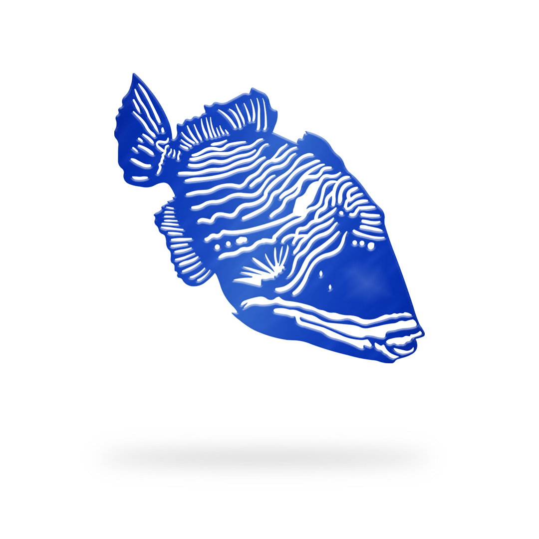 Trigger Fish Sign with blue finish