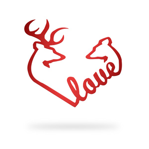 Buck and Doe Heart with red finish