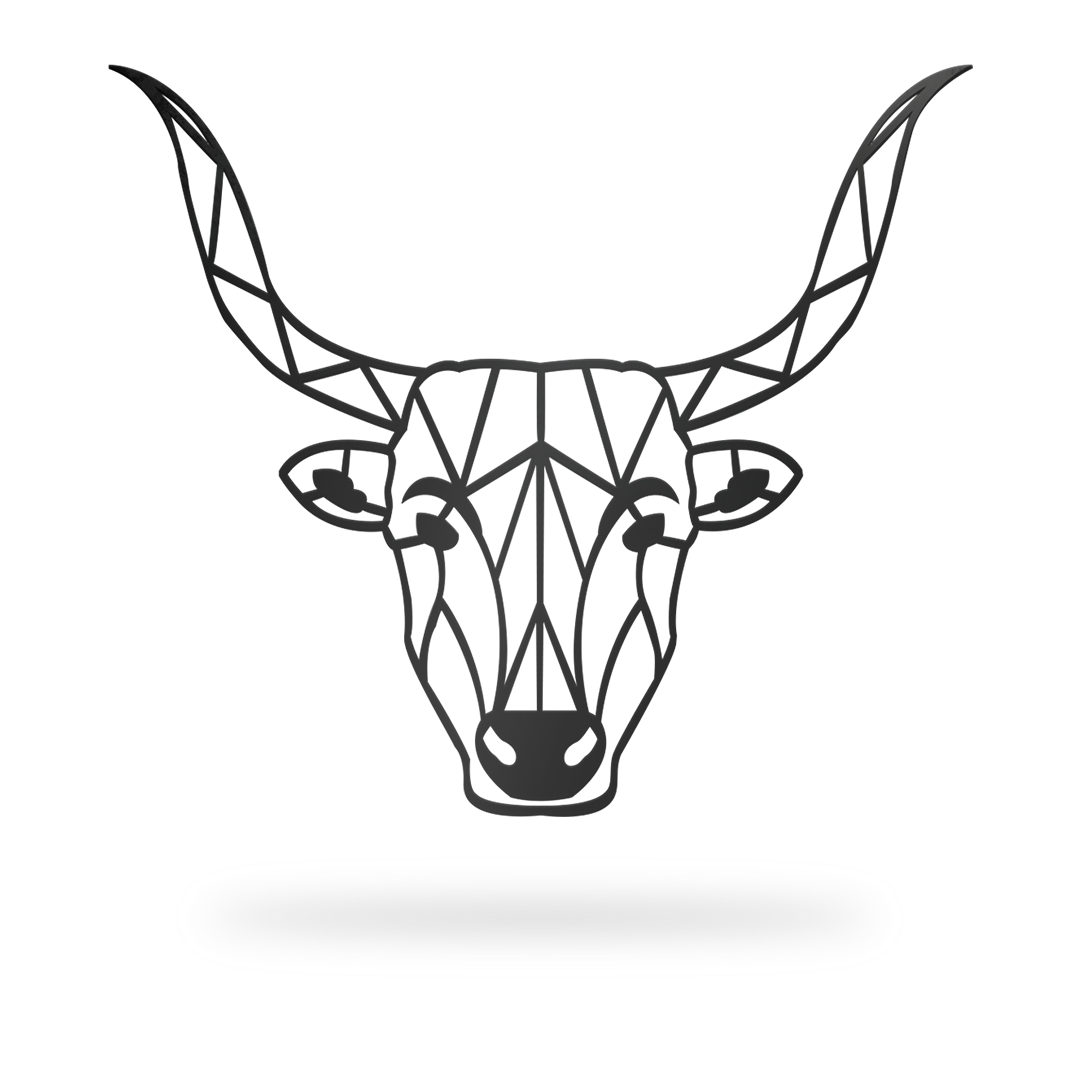 Geometric Bull Head Sign with black finish