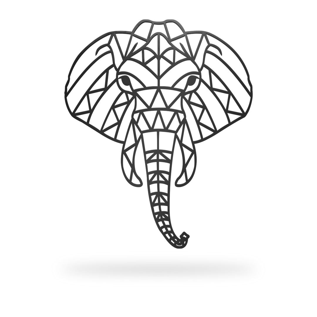 Geometric Elephant Sign with black finish