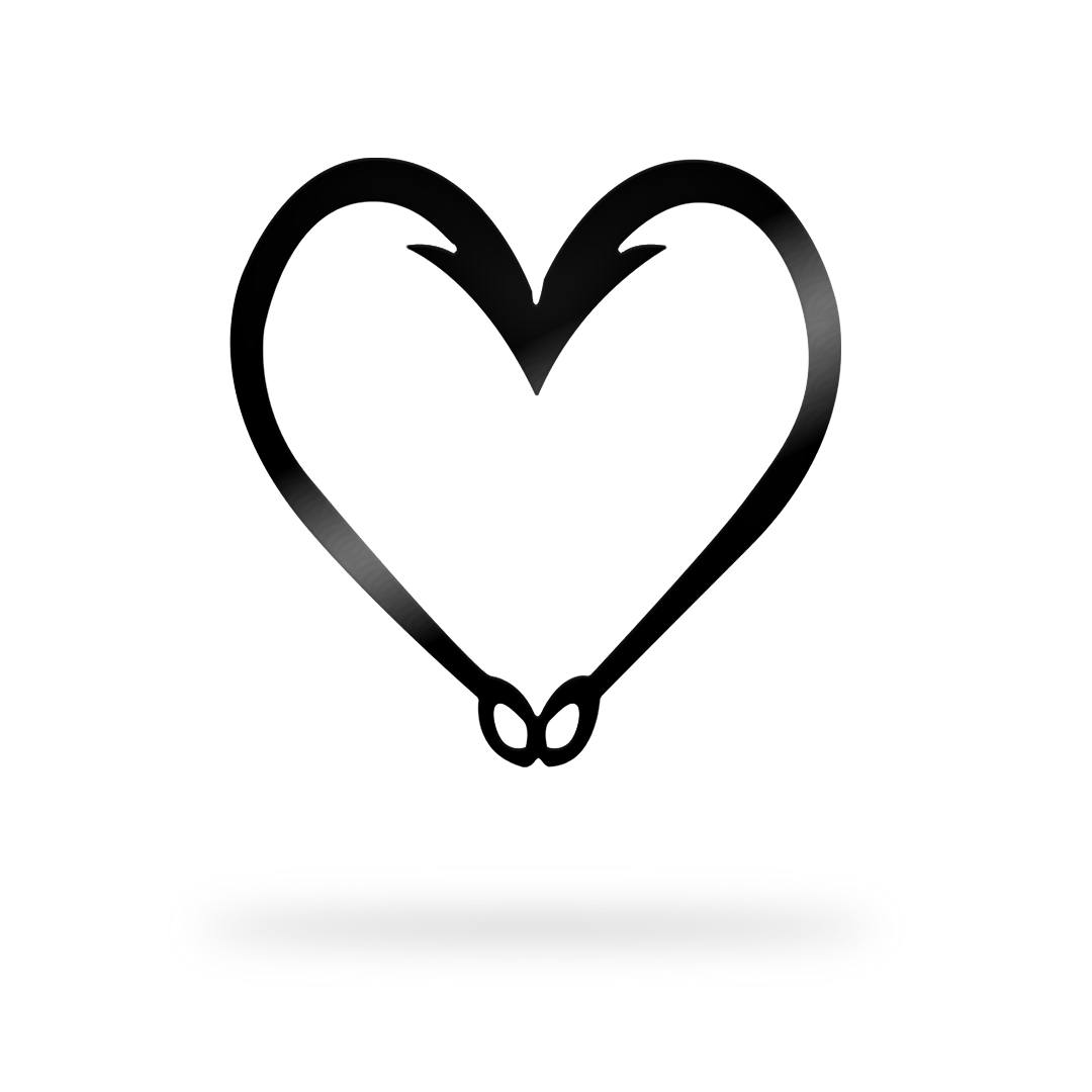 hook heart metal sign with black finish