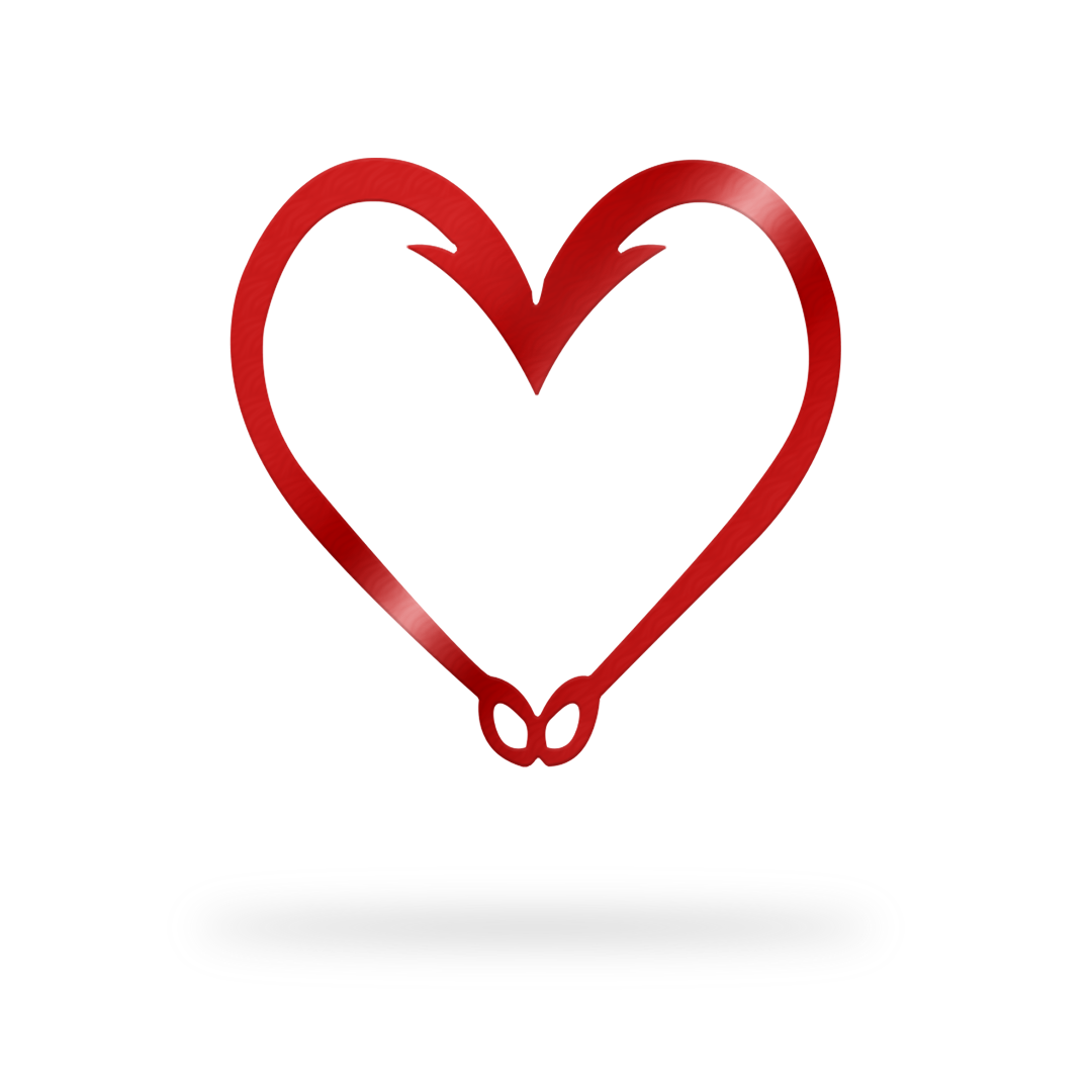 hook heart metal sign with red finish