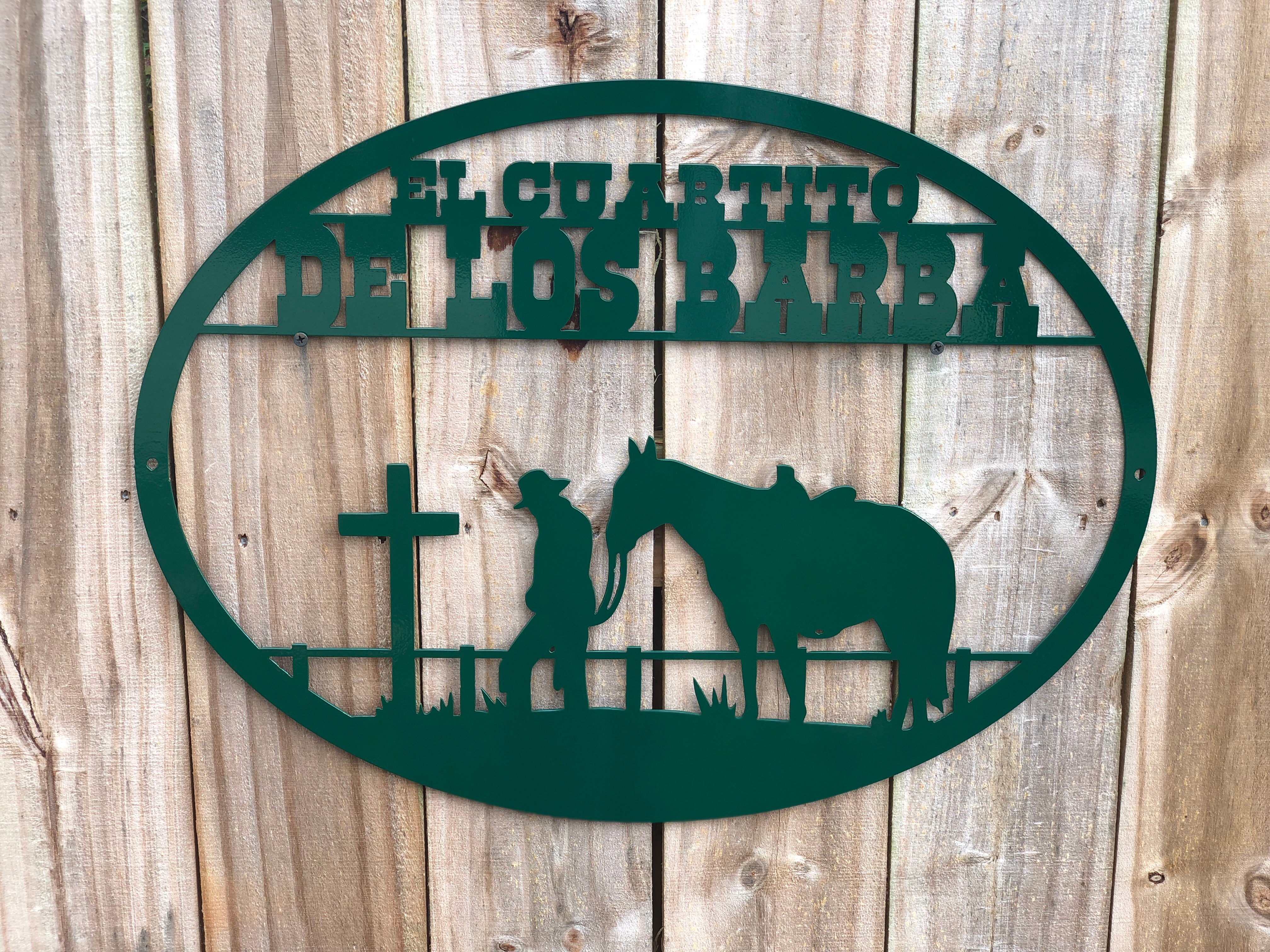Custom Welcome Sign with Horse and Cross