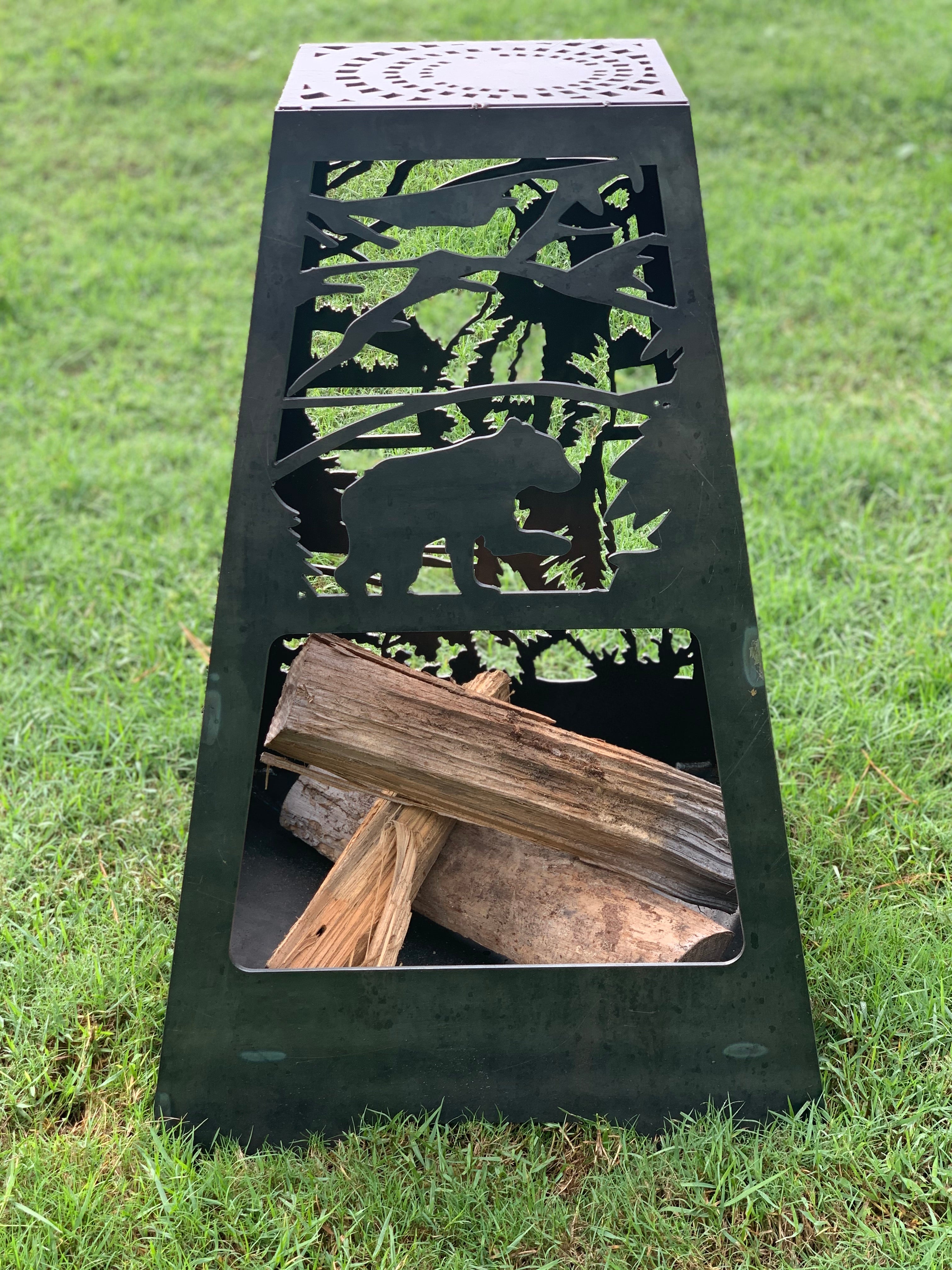 Bear Fire Pit - Rectangle Tall