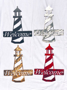Metal Welcome Sign with lighthouse