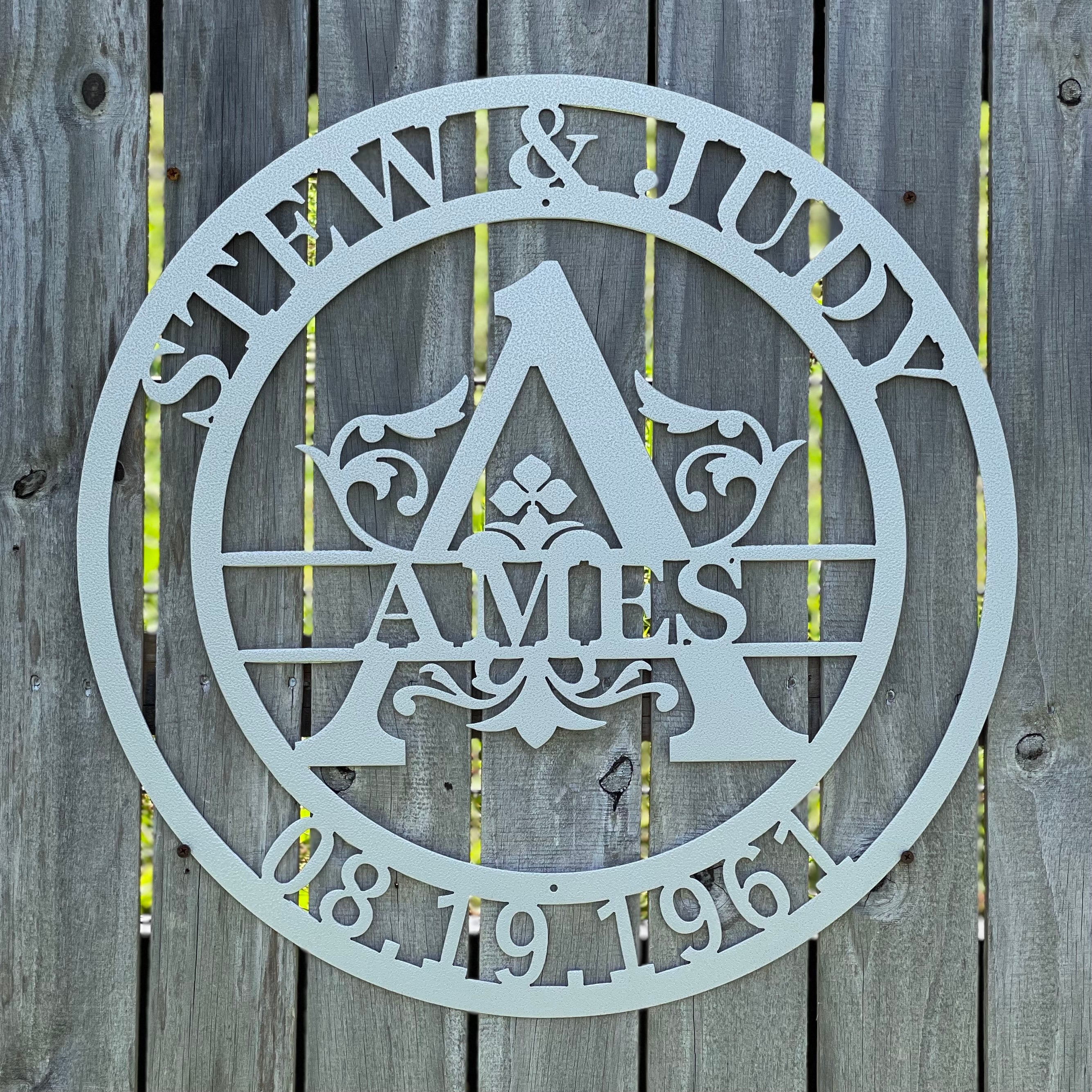 Anniversary Monogram with Names & Date - Traditional Style