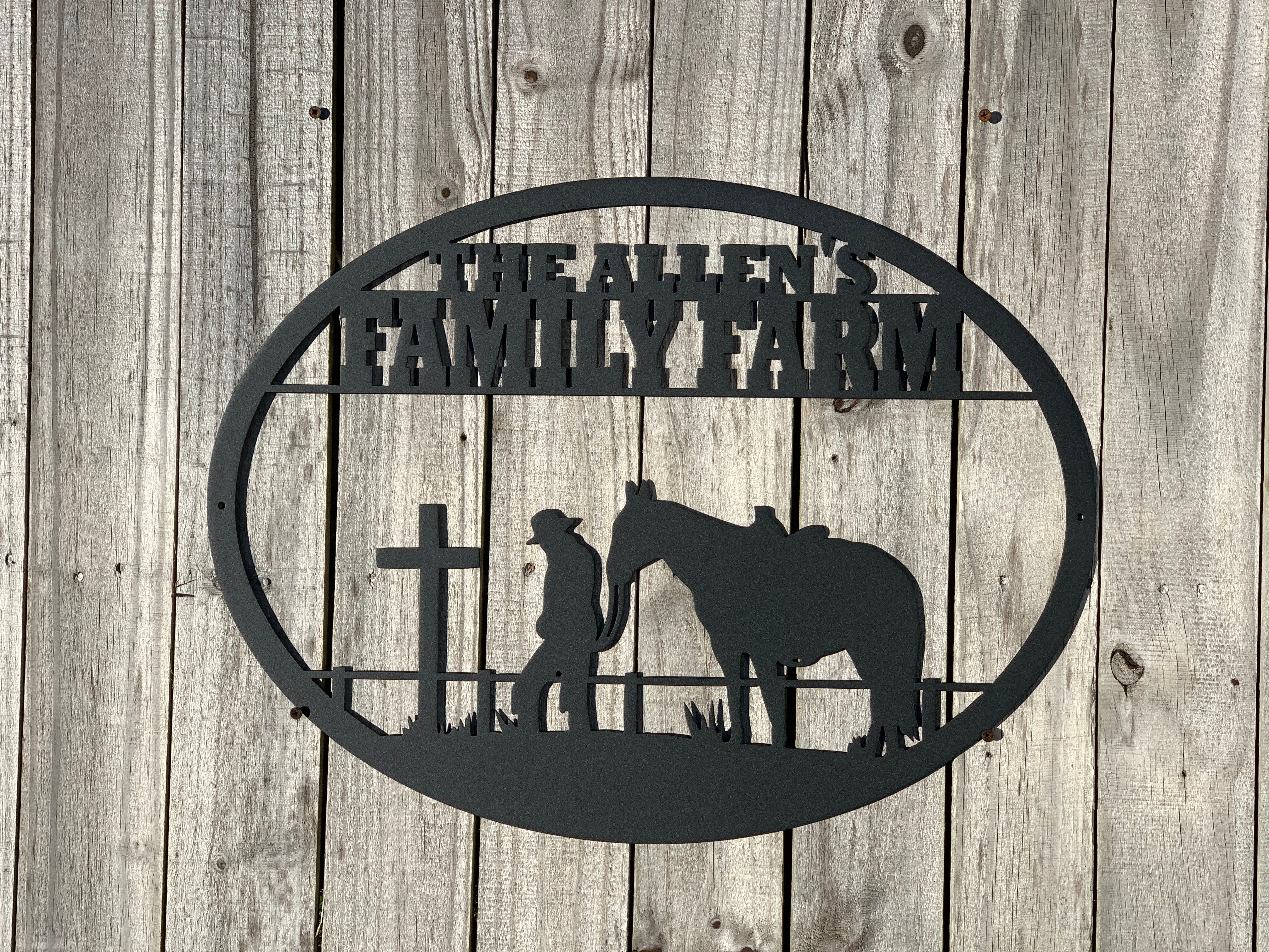 Welcome Sign - Horse with Cross