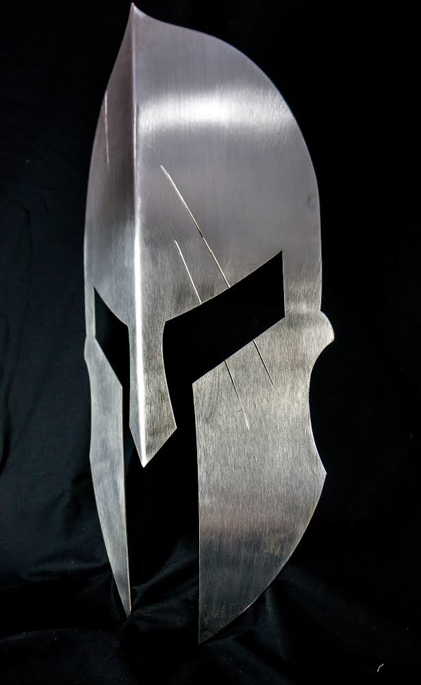 metal spartan warrior helmet