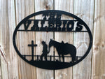 Custom Welcome Sign with Horse and Cross