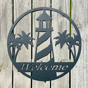 Welcome Sign - Light House + Palm Trees