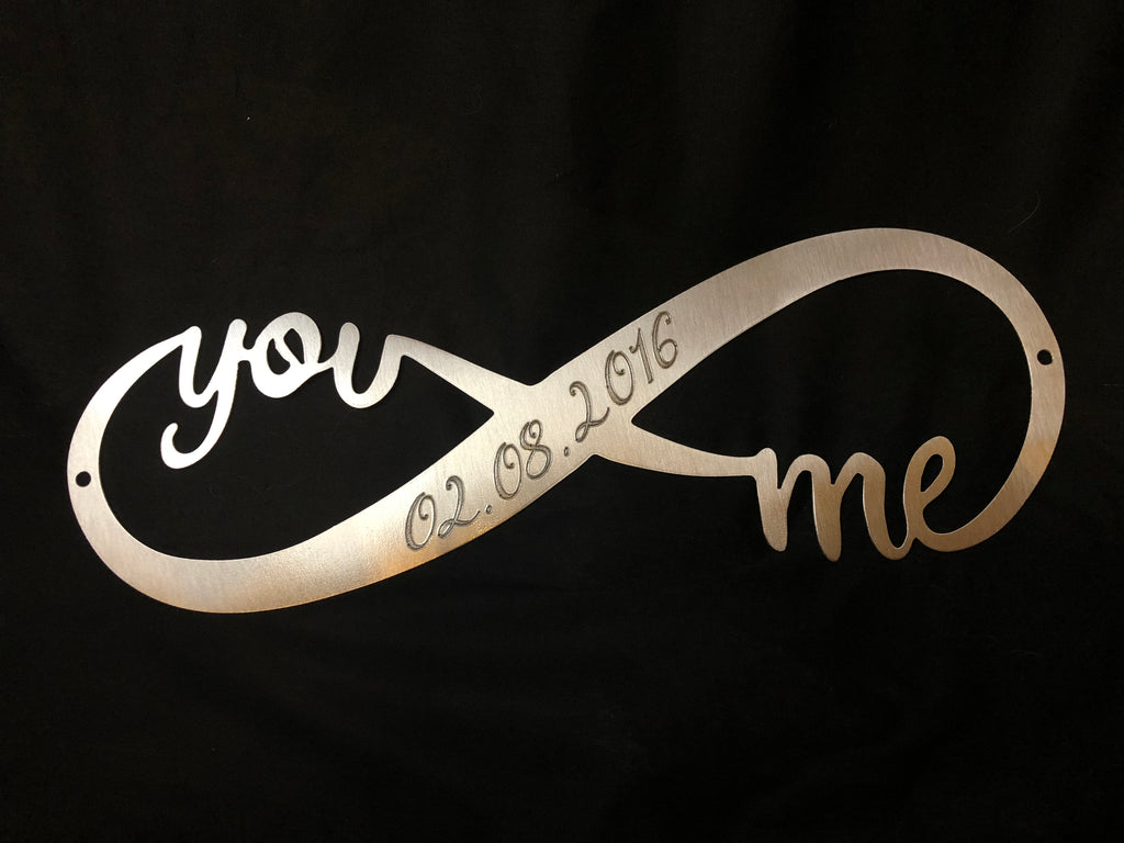 you and me infinity metal sign